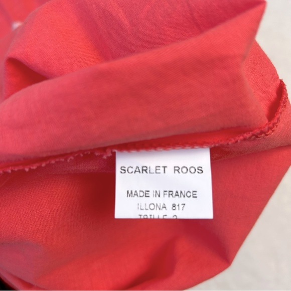 Made in France Scarlet Roos Women's Orange Embroidered Knee Length Sundress Sz 2 - Picture 8 of 9